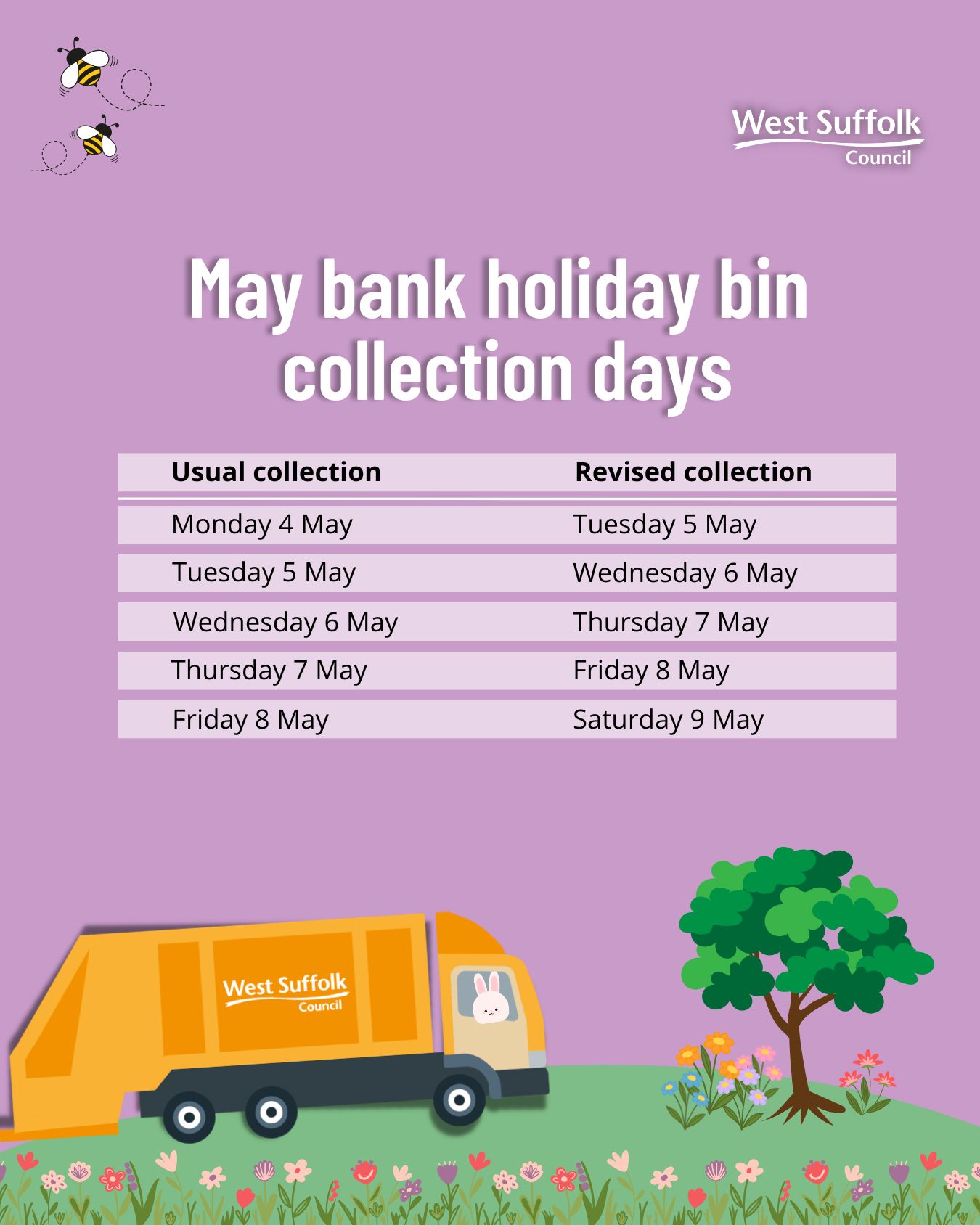 Early May Bank holiday 2026 bin collections